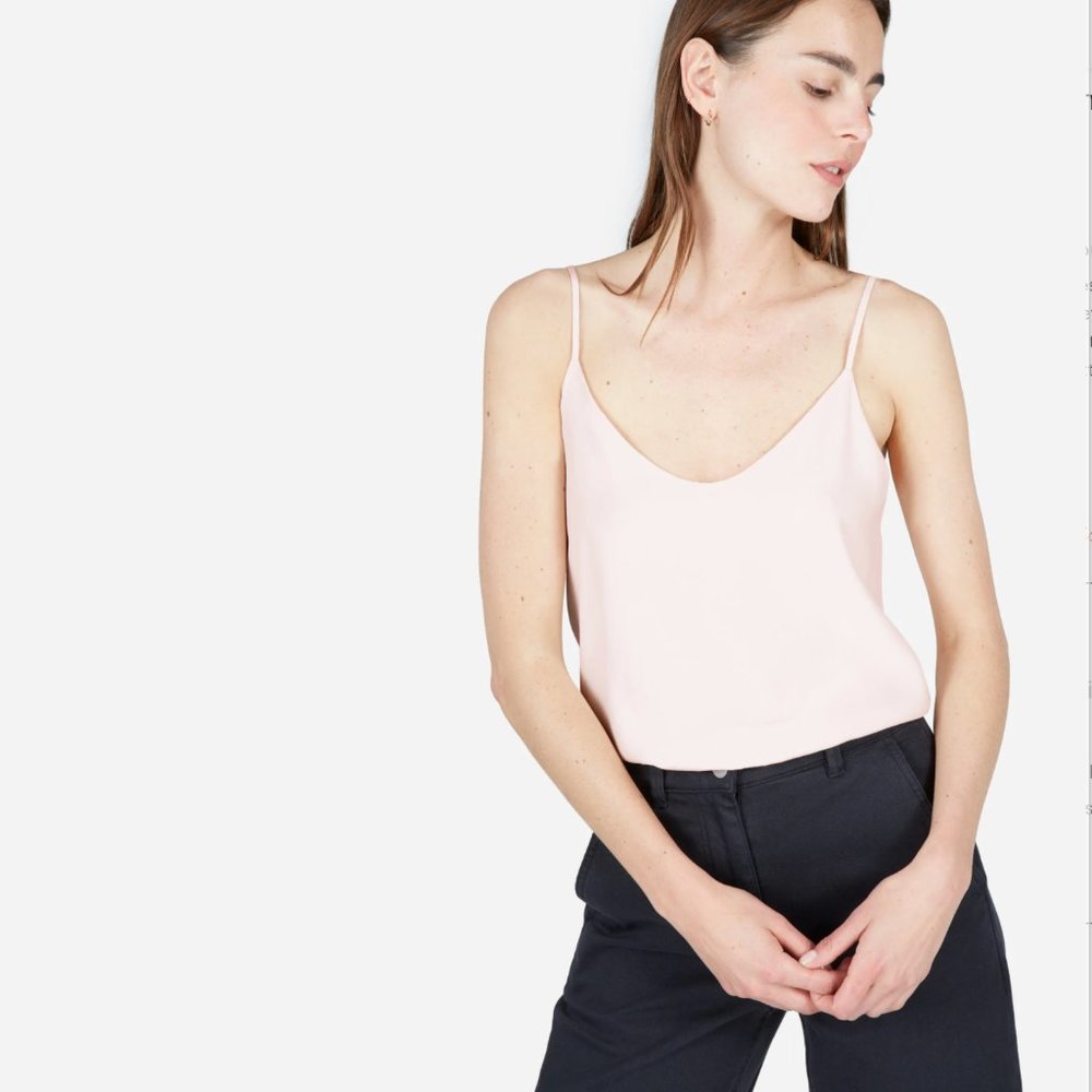 Everlane double-lined silk cami in blush